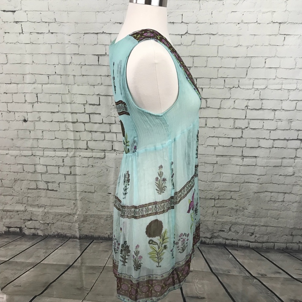 Urban Outfitters Lux Blue silk sheer tunic top - Picture 2 of 7